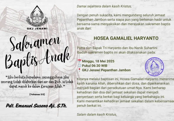 Undangan Sakramen Baptis Suci